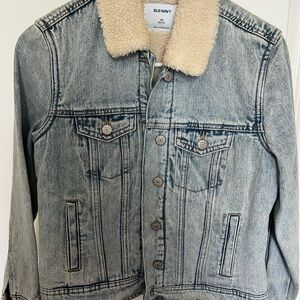 Old Navy Blue Denim Jacket with Cream Sherpa Lining